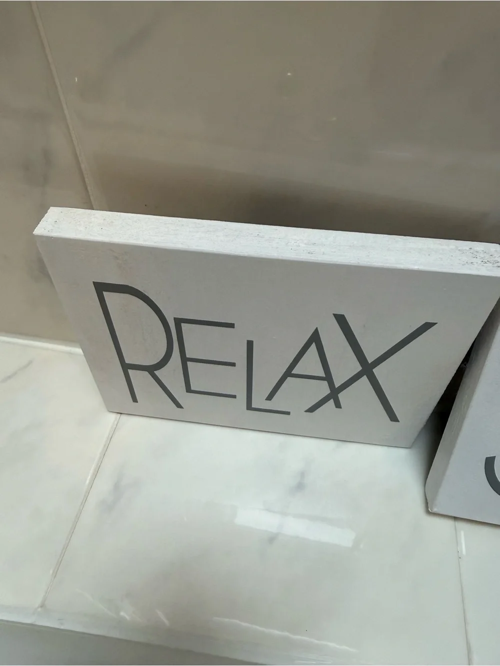 Relax Soak Unwind Wall Blocks - White with Gray Lettering - Set of 3
